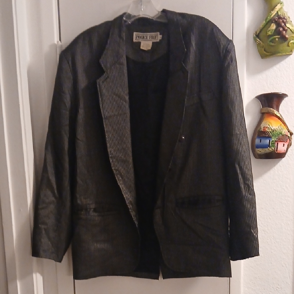 Police File Black Striped Blazer Small